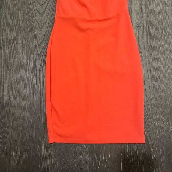 Gibiu Dress Mini Puff Sleeve Square Neck Fitted Bodycon Orange Size S - Picture 2 of 8